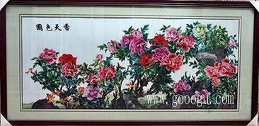 供應(yīng)嬌古蘇繡蘇繡精品裝飾畫 花團錦簇裝飾壁畫 精品牡丹圖 高檔裝飾畫
